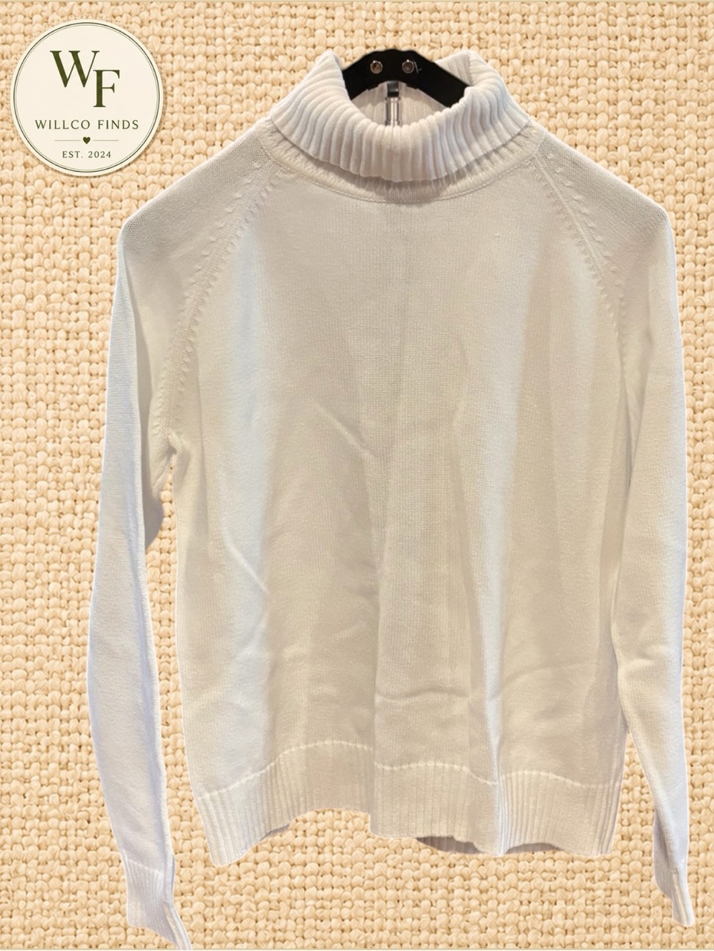 Jeanne Pierre Women’s XL White Turtleneck Sweater 100% Cotton Classic Knit